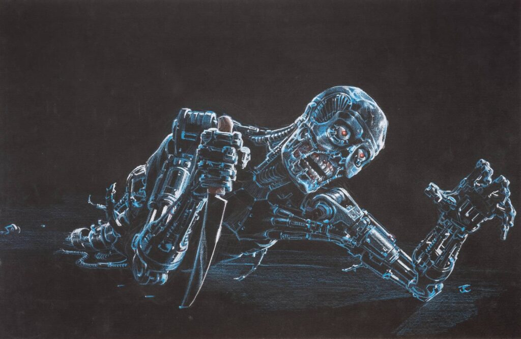 Etudes sur Terminator par James Cameron, à l'exposition l'art de James Cameron