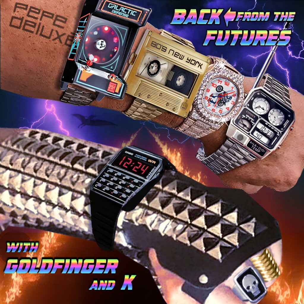 Pochette de l'album "Back from the Futures with Goldfinger and K" du groupe finlandais Pepe Deluxé