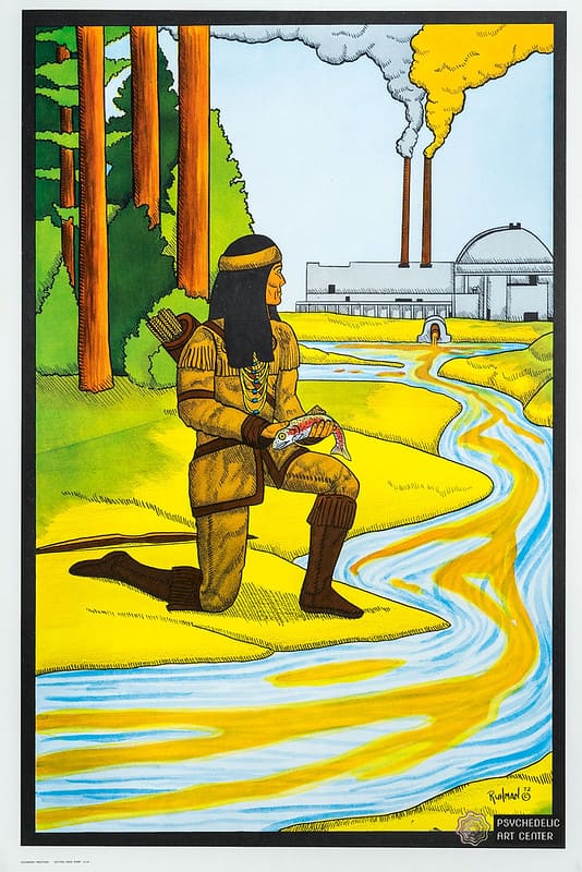 Native American/Pollution, Rick Ruhman, Vagabond creations, 1972, Etats Unis, 58,5 x 88 cm, Poster offset