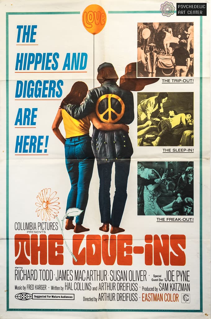 The Love inns, Hippies & diggers are here, Etats-Unis, 1968. Affiche de film 104x68 (Collection Elalouf)