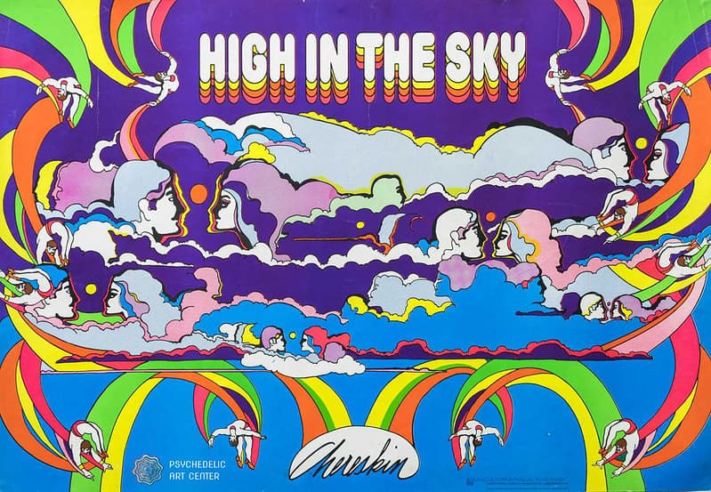 High in the sky, Chereskin, 1971, Etats Unis, 62x89cm, Poster Blacklight (Collection Elalouf)